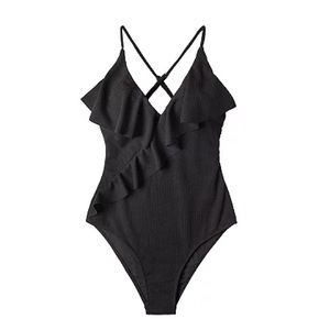 CupShe faux wrap ruffle one-piece